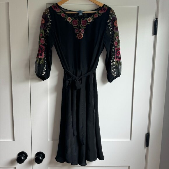 NWT Anthropologie Mirabilis Embroidered Silk Dress, Sz 8 - Picture 3 of 9
